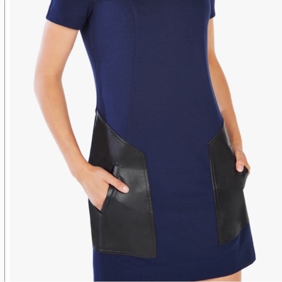 BCBG Maxazria Chrissie Pleather-Blocked Dress - Picture 6 of 14